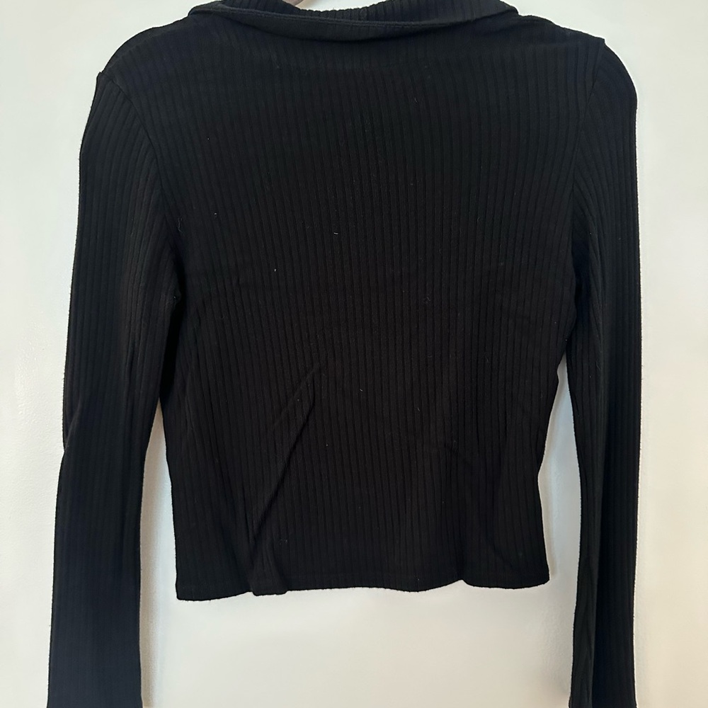 Reformation Black Ribbed Button-Up Top - Picture 2 of 3
